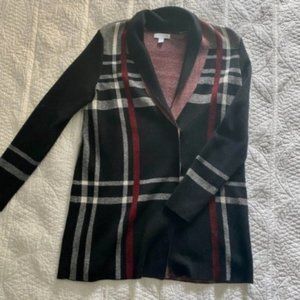 Charter Club Petite Plaid Shawl Collar Cardigan